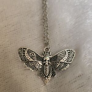 Death Head Moth Necklace Silver